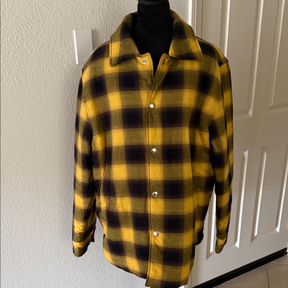 Sandro Men's Yellow and Black Checkered Jacket - Picture 1 of 10